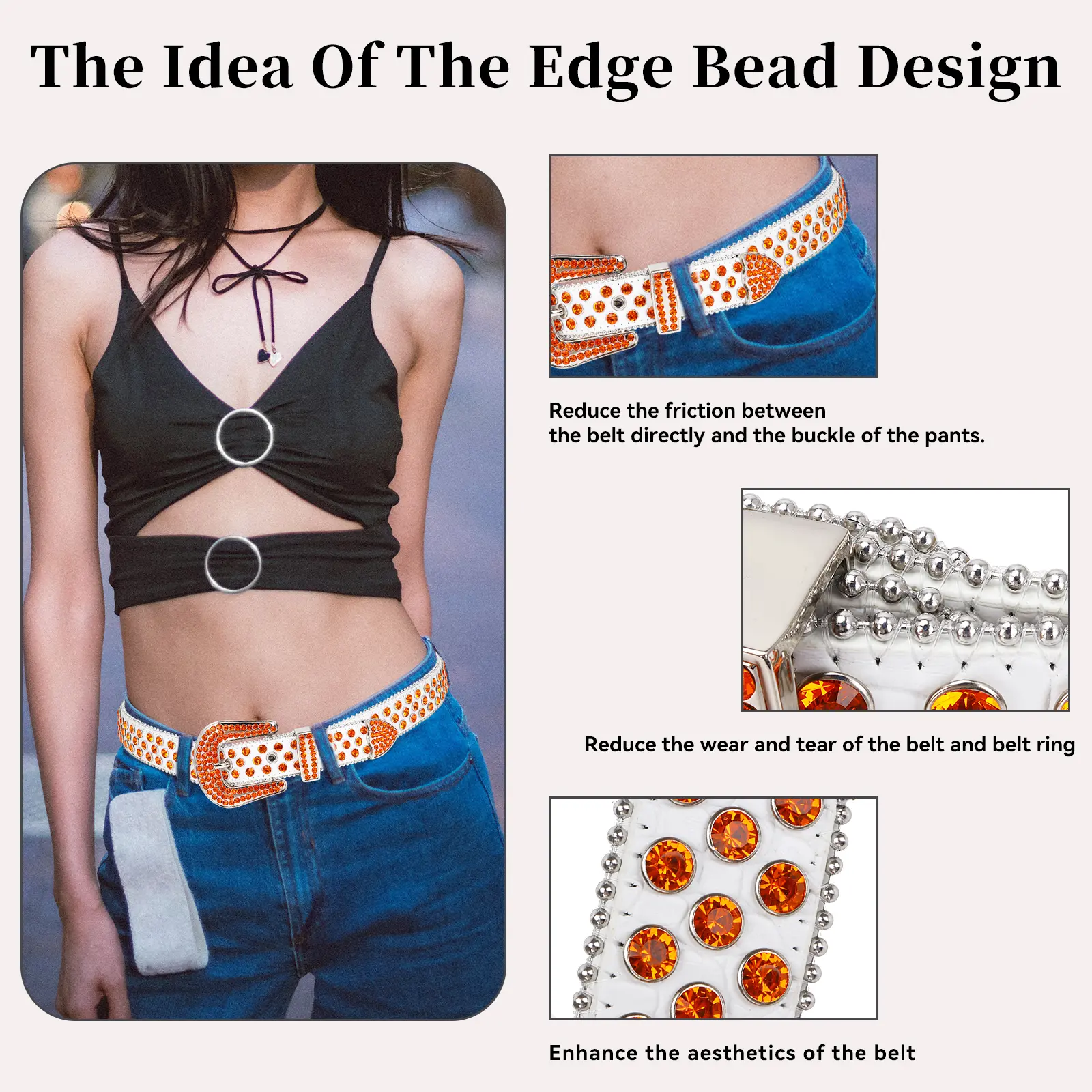 5723 Novelty Women Stretch Zipper High Waist Belts Designer Western Wide Novelty Belts for Girls main image 4