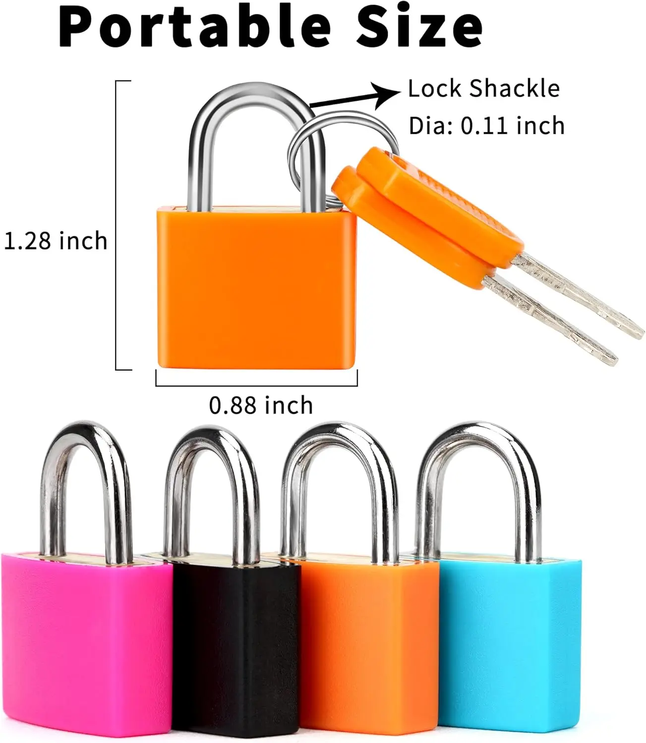 4 Pcs Suitcase Locks with Keys Multicolor Mini Keyed Padlock