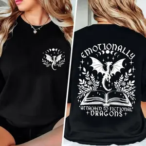 Emotionally Attached To Fictional Dragons Shirt, Fourth Wing Dragon Shirt, Fantasy Bookish, Dragon Rider Shirt, Book Club Tee