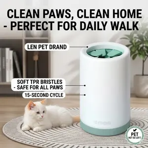 Pet Foot Bath Cup with Silicone Brush Head, 3-Step Paw Cleaning for Dogs and Cats, Daily Paw Cleaner, Detachable and Washable, Mint, 1 Piece