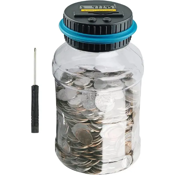 Summer Spring Gift Coin Counter Piggy Bank, Coin Jar for Adults, Digital Counting Money Jar, 1.8L Capacity Coin Counter Machine with LCD Counter, Change Jars for Saving