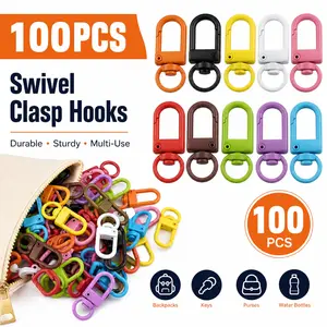 100 PCS Heavy-Duty Metal Colorful Lobster Claw Clasps - Swivel Snap Hooks, Small Spring Clip Assortment for Keychain, Backpack Charms, Bead Projects (Home Supplies Hooks) summervibes