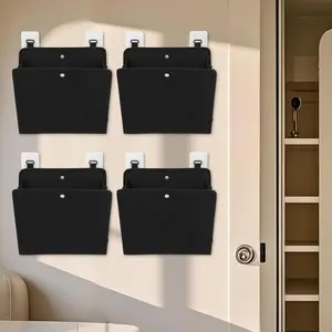 Wall Mounted Shoe Rack for RV Door, 2/4 Pack Hanging Organizer for Shoe Storage, Foldable Rack with Hooks, Wall Organizer for RV Storage and Organization (Black 4Pack)