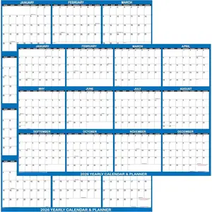 32" x 48" SwiftGlimpse 2026 Wall Calendar Erasable Large XL Wet & Dry Erase Laminated 12 Month Annual Yearly Wall Planner, Reversible, Navy