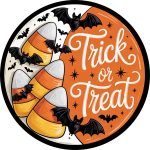Halloween Sign, Candy Corn Sign, DECOE-5334-D, Sign For Wreath, 10" Wood Sign