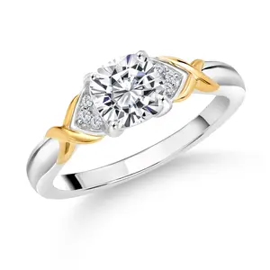 925 Silver and 10K Yellow Gold IGI Certified Lab Grown Diamond Engagement Ring For Women | 1.06 Cttw | Center Cushion Cut Diamond 1 Ct | E-F Color | VS1-VS2 Clarity