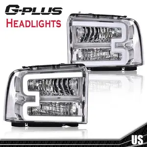 Fit For 2005-2007 Ford F250 F350 F450 F550 LED DRL Clear/Chrome Headlights