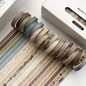 20 Rolls Vintage Slim Washi Tape Set, Retro Ancient Style Decorative Tape, Multi-Theme Boxed Washi Strips (Kawaii/Nature/Vintage/Purple Series), Versatile Scrapbooking DIY Craft Decorative Stationery For General Daily Use, Scrapbook Materials