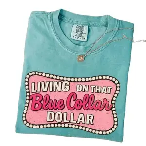 Comfort Colors Living On That Blue Collar Dollar Shirt, Patriotic Western Tee, Funny Working Class Shirt, Retro Boots Truck Graphic Tee outfits