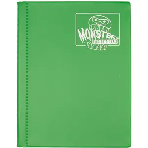 Monster 4 Pocket Trading Card Binder - Matte Green Album, Anti-Drop TCG Protection w Side Loading Padded Pockets, Double Sided, Holds 360 Cards