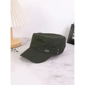 Summer New Iron Label Flat Top Military Cap, Breathable Lightweight Polyester Sun Hat for Outdoor Fashion, Versatile Duckbill Hat