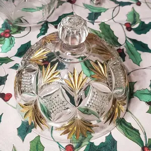 antique 1896 hand cut crystal cake cover