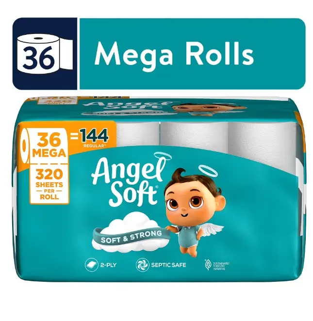 Angel Soft 2-Ply Toilet Paper, 36 Mega Rolls, 320 Sheets per Roll