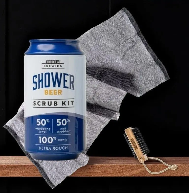 Men's Beer Can Shower Scrub Kit, Bath Loofah Sponge Set for Personal Care Bathing Accessories