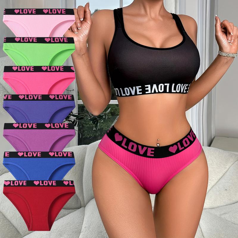 Hotcom Women's Soft Breathable Cotton Knickers - Seamless Panties Set, 5/7-Pack Low Waist Plus Size Printed Cotton Panties Briefs, Love Motif Adds Sweet Personal Charm, Underwear for Women Workout (Halloween, Thanksgiving Options)