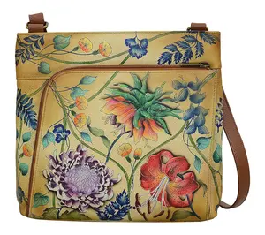 Anuschka Painted Leather Crossbody w/ Front Zip RFID Organizer