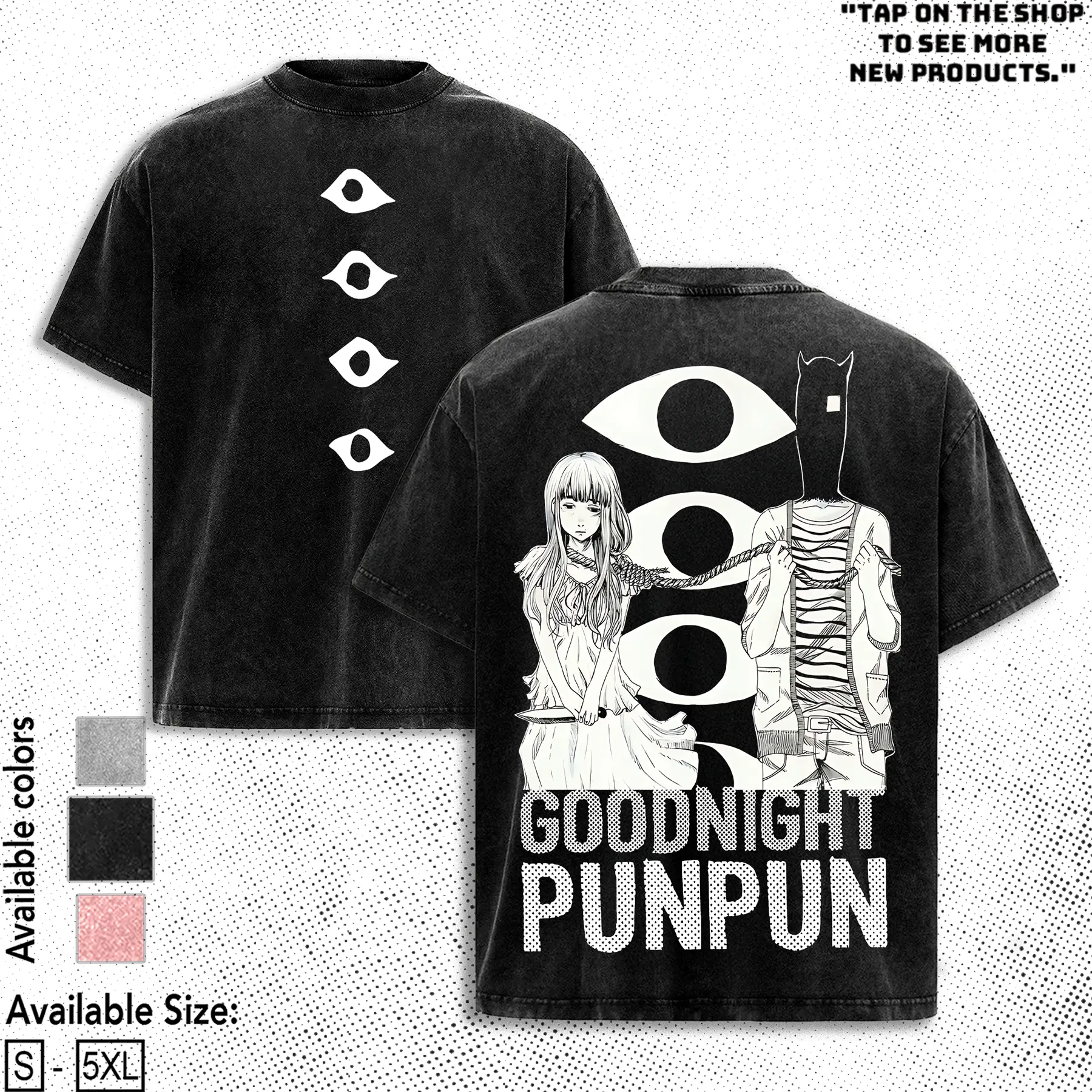 Goodnight Punpun Anime Double Printed Lightweight Acid Washed Tee, Dark Manga Aesthetic Unisex T-shirt, Streetwear, Graphic Tee Seamless