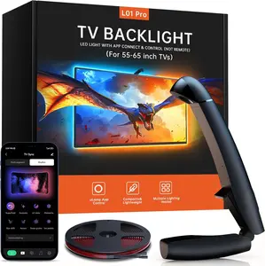 TV LED Backlight with Sensor, 14.7ft Cuttable RGB Lights That Change with TV for 55-65 Inch Screen and PC Monitor, Smart App Control, Game & Music Sync Color Changing Light