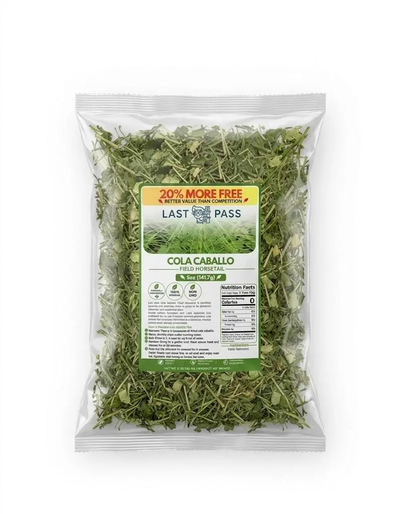 LastPass Dried Field Horsetail (Cola de Caballo) Traditional Herbal Tea, 5oz Wildcrafted Loose Leaf Beverage, Earthy, Natural, Sugar-Free, Non-GMO, Easy to Brew