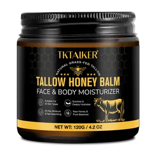 Beef Tallow for Skin, Beef Tallow for Face, Hydrating Tallow Balm with Raw Honey and Beeswax, Grass-Fed Beef Tallow & Raw Wild Honey Blend, Body & Face Moisturizer, Natural Formula, Light Scent, Body Care, Hydrating Body Cream