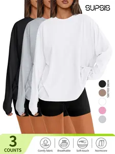 【Essential Solid Tee】2026 Spring Women's Oversized Long Sleeve T-Shirt, 2026 Basic Crewneck Tee Fall Tops Casual Workout Y2K Clothes,Plain Loose Fit Design, Extra-Long Sleeves, Ideal for All Seasons & Casual Wear