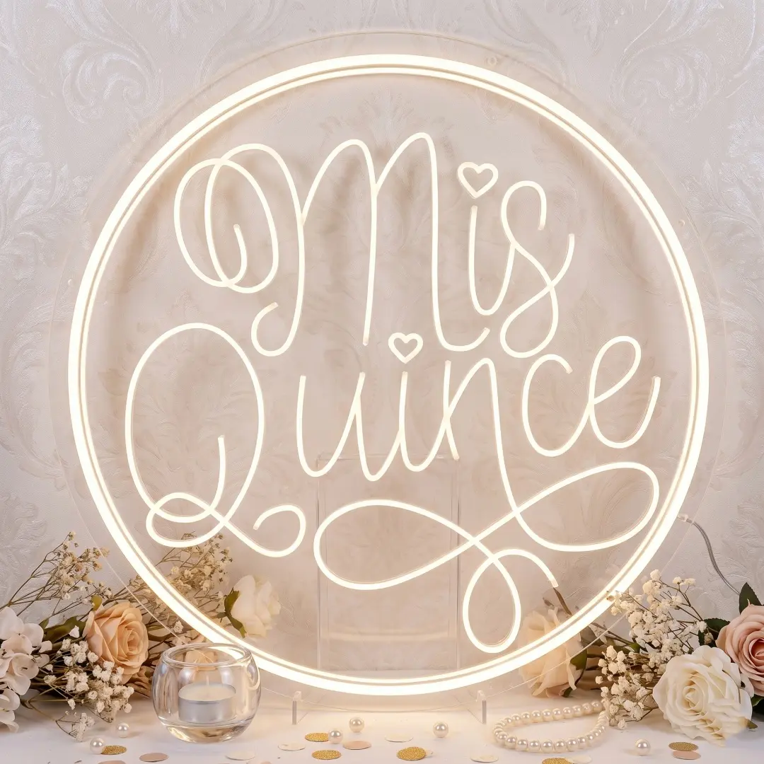 15th Birthday Ceremony! Absolutely stunning 'Mis Quince' neon sign, perfect for birthday party decoration