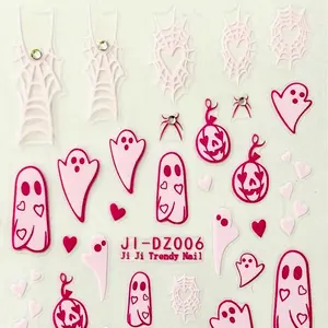 VanZeigs Halloween Nail Stickers - Spider Webs, Ghosts and Skull Themed - Pack of 10 with Decal Album - Nail Care, Nail Polish lampara uv