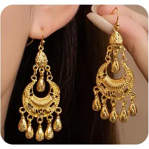 Indian Earrings for Women, Bell Statement Earrings,Boho Golden Dangle Earring Ethnic Jewerly