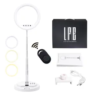 Portable selfie light, ring light with Bluetooth Remote and 3 Color Dimmable, 12 Inch Ring, Phone Holder, Selfie Light for Live Stream and Photography - Accessories - Button, Camera, Stand