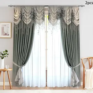 Vintage Style Window Curtain, 2pcs/set Solid Color Window Drapes, Window Curtain for Home Living Room Bedroom Decor
