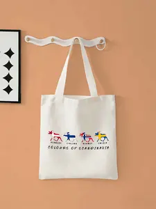 2026 new 3d stereoscopic printCOLONRS OF SCANDINAVIALarge-capacity canvas single-shoulder handbag, suitable for shopping, fitness and daily use. Foldable and reusable, an eco-friendly shopping bag