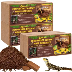 6 Pack Fiber Substrate, 100% Organic Husk Coco Coir Brick Terrarium Bedding for Reptiles,, Bearded Dragon, Leopard, Snake, Hermit Crabs, Frogs,