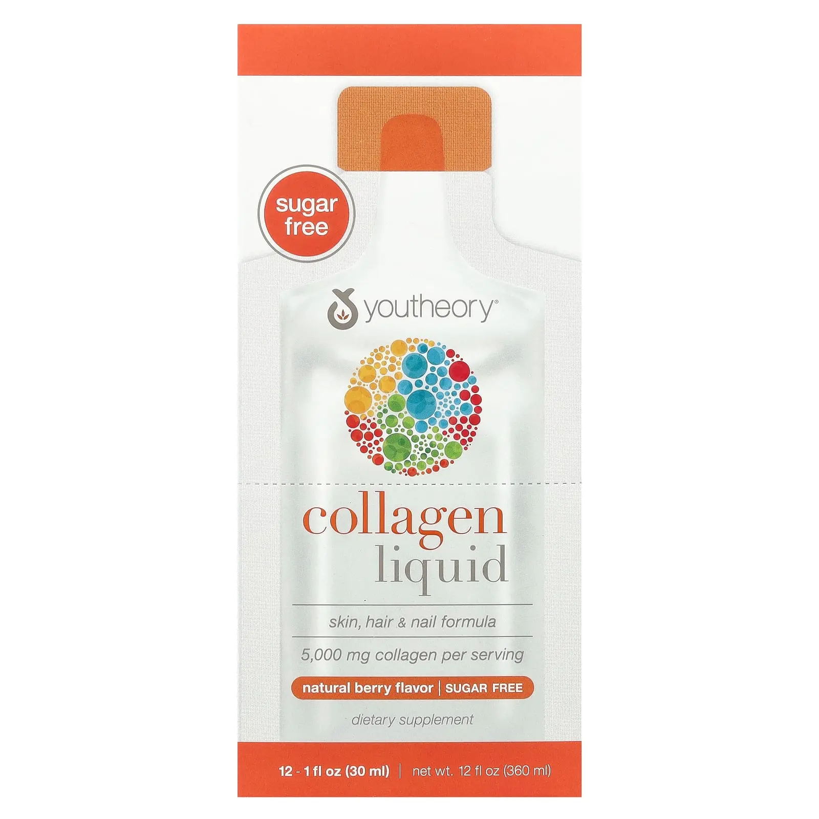 Youtheory Liquid Collagen, Natural Berry, 5,000 mg, 12 Liquid Tubes, 1 fl oz (30 ml) Each