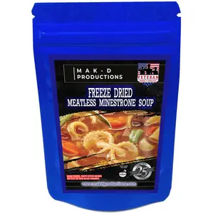 MAK D Productions - Freeze Dried Meal  - Soup - Meatless Minestrone Soup - Gourmet Recipes by a Sullivan University (Louisville, Kentucky) Culinary Chef Graduate - NEVER BLAND TASTING - MADE IN THE USA