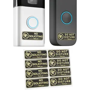 Small No Soliciting Signs for House, Front Door, Doorbell, Do Not Ring Doorbell Sticker, 3D Clear Epoxy  Dome Stickers, 1.4"0.52" Size (Black)