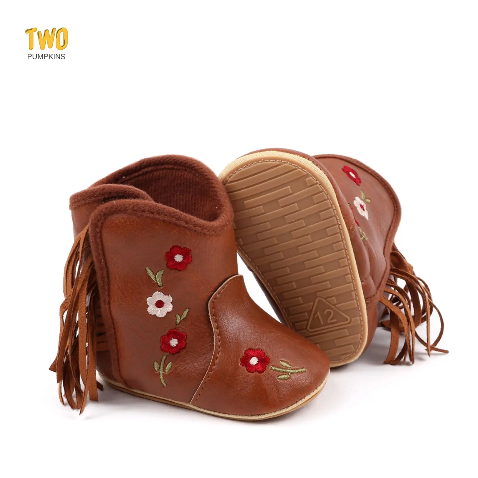 Baby Boys Girls Western Cowboy Boots Infant Moccasins High Top Booties Toddler Soft Sole Non-slip First Walker Crib Shoes