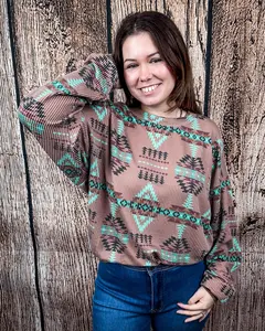 Colorado Sunset Ribbed Sweater Top by Sterling Kreek