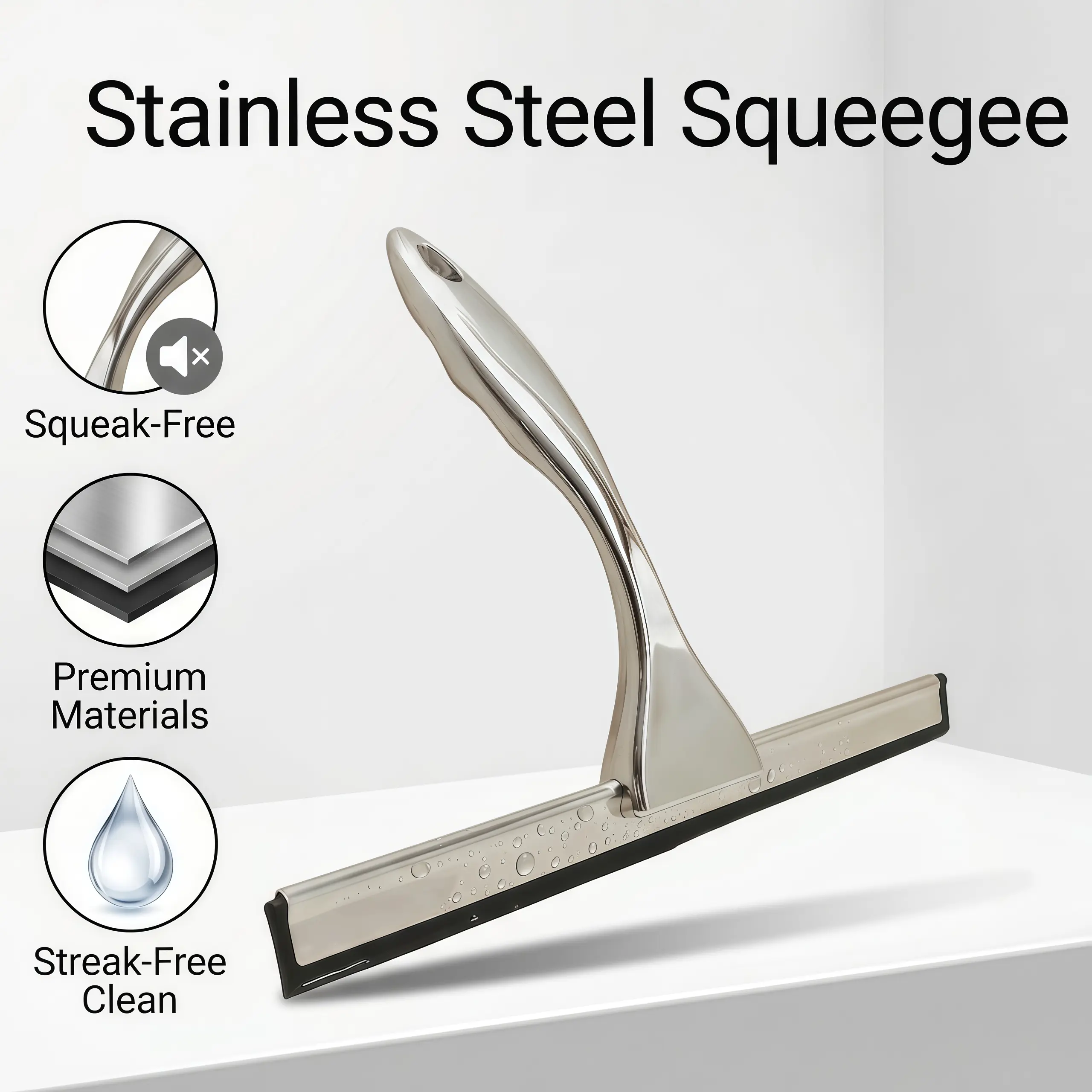 10inch Bathroom Glass Door Squeegee - Suitable for shower room glass and tile walls, with a traceless, silent silicone blade,Reusable,Multi-Blade,Window Scraper,water,bottle,brush,household,floor,,scrub,removal,sippy,washable,suction