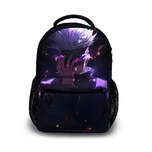 Rugged Jujutsu Kaisen Gojo Anime 17-inch Waterproof Hiking Backpack - Heavy-Duty Outdoor Bag with Padded Straps & Reinforced Base | Machine-Washable + Compression Side Straps