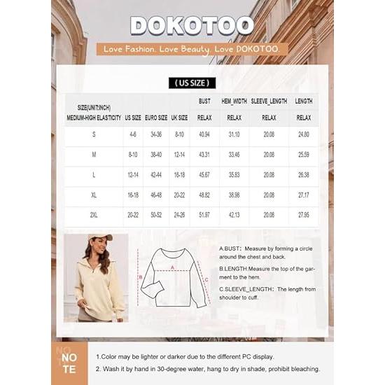 Dokotoo Women's Sweaters Long Lantern Sleeve 1/4 Zip Polo V-Neck Knit Pullover Tops