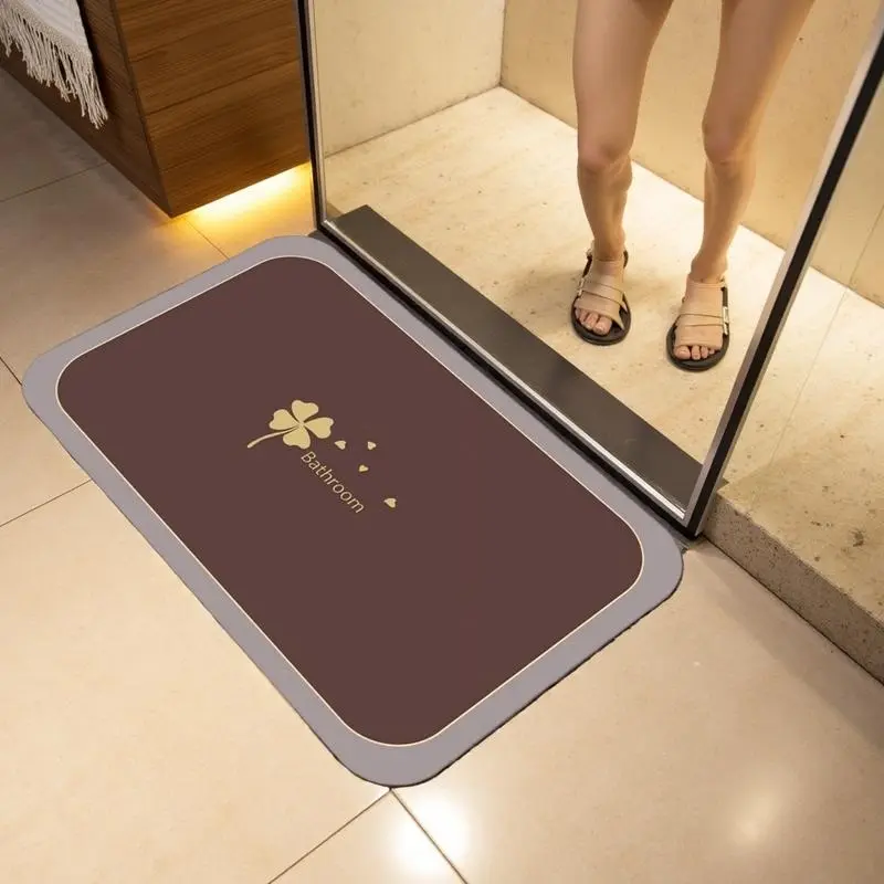 Premium Polyester Diatomaceous Earth Bathroom Rug - Classic Oval Home Supplies Bath Mat, Quick-Drying, Non-Slip, Hygienic, Durable, Easy to Clean