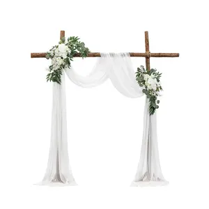 fathersdaygift VEVOR Artificial Wedding Arch Flowers Kit, White Wedding Arch Flowers with Drapes Kit (Pack of 3) - 2 Pcs Floral Arrangement, 1 Pcs Sheer Drapes, for Ceremony Bouquets Reception Backdrop Decoration