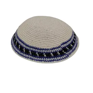 Knitted Yarmulka Kippot White 17 cm Traditional Jewish Yarmulke