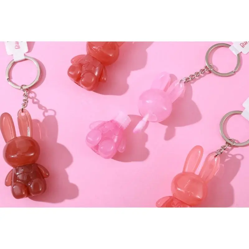 Bunny Lip Gloss Keychain - Non-Sticky 22ml Cosmetic, Glossy Lip Color Makeup Product, Single Item for Whimsical Look, Sent in 1 of 4 Random Shades