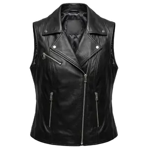 Kashani Women's Black Lambskin Leather Vest