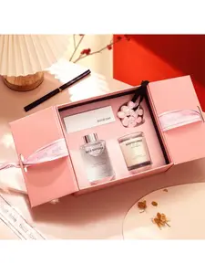 Luxury Pink Scented Candle Gift Set for Women with Elegant Home Decor Aromatherapy Diffuser for Living Room Bedroom Office Space Fragrance Gift Box for Girlfriend Best Friend Mom Wife