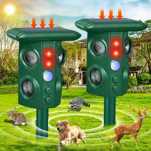 2pcs Animal Repeller Outdoor Waterproof Variable Frequency Ultrasonic Deterrent for Squirrels, Foxes, Bats, Multi-Scene Use Garden, Farm