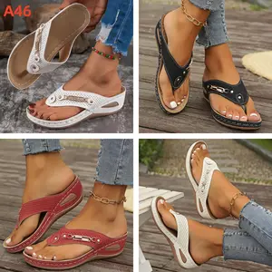 A46-Generic Sandals for Women Wedge Shoes Clip Toe Dressy Summer Comfortable Slides Sandals Lightweight Platform Shoes Orthopedic Sandals, 7.5 Wide, White