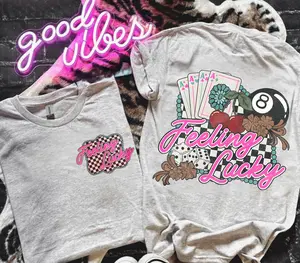 Feeling Lucky Western Retro Checkered Shirt, western clothing, western tops, western cowgirl stuff, punchy western wear, western outfits for women, country girl stuff clothing, graphic tees women, sweatshirts for women country girl Concert Top clothes