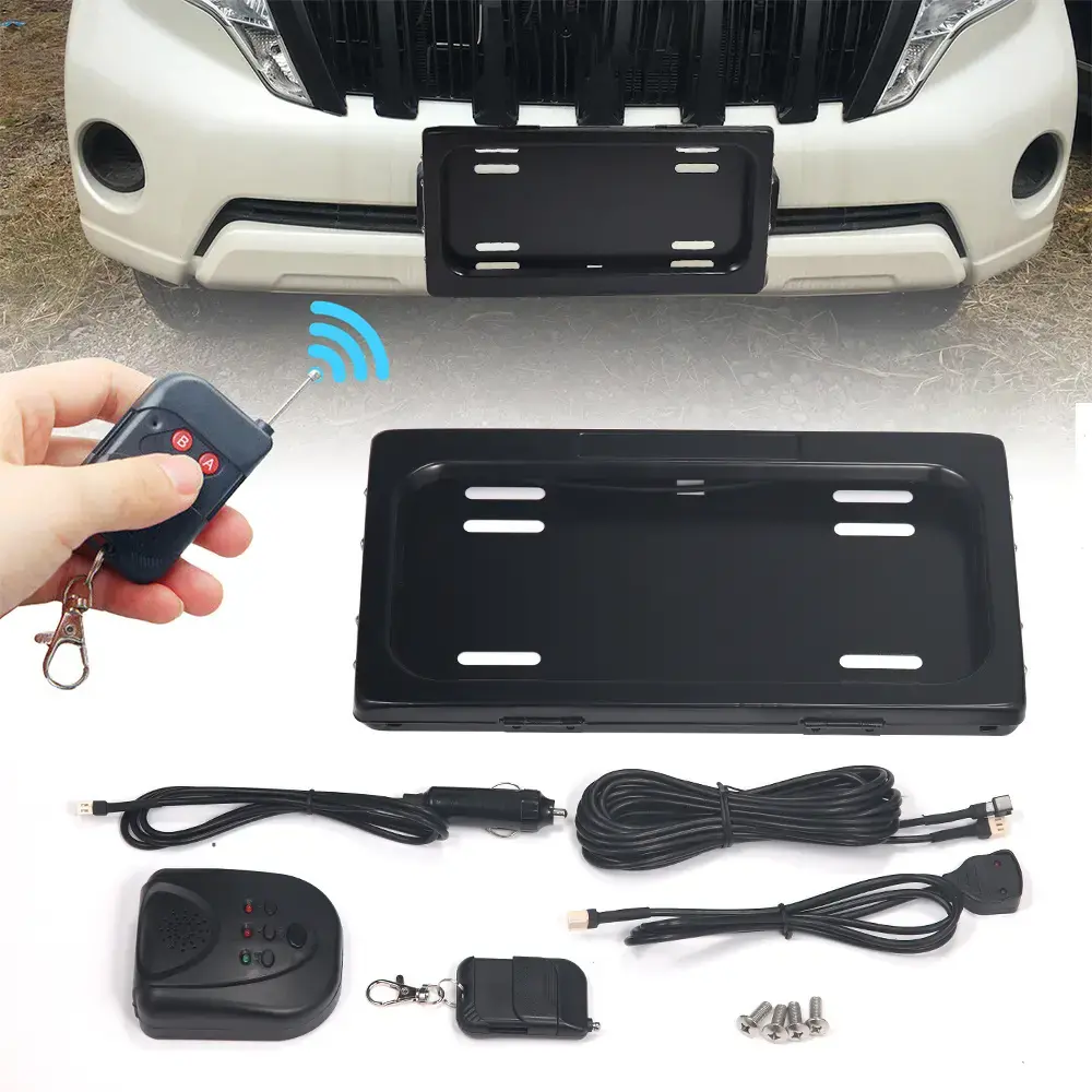 Motorized License Plate Flip Frame for All Vehicles – U.S. Spec Electric Plate Holder, Anti-Theft Hidden Plate Bracket for Cars, Trucks & SUVs